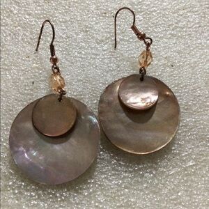Rose gold disc shell mop earrings